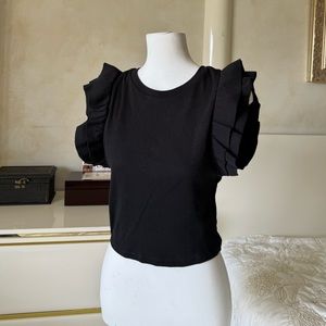 Zara - Top / Sleeveless blouse / Crop top . M / Medium. Black